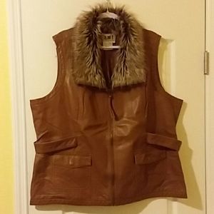 AMI Brown Leather Vest